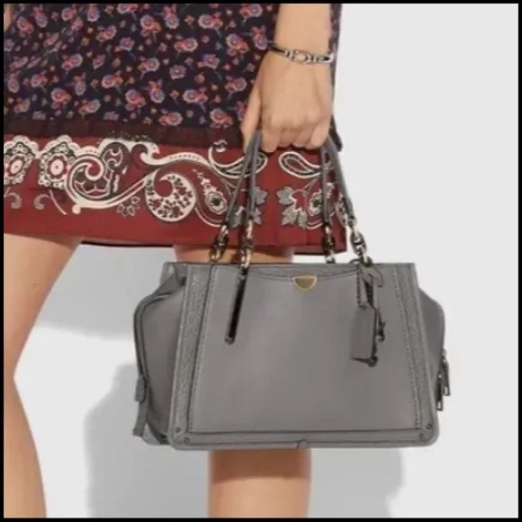 COACH Gray Dreamer Mixed Leather Satchel - Picture 3 of 10